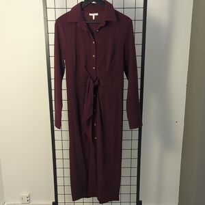 Maurices Deep Burgundy Long Sleeve Maxi Dress